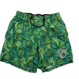 Born Primitive Shorts Mens Small Green Tropical Palm Training Athlete Driven Gym